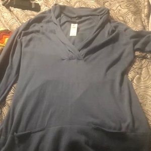 Slate blue sweater with front pockets